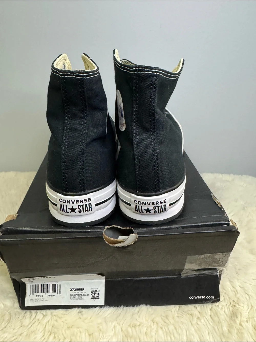 Converse CTAS EVA Lift Hi Black/White High Top Lace Up Sneakers 272855F